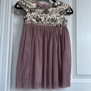 Girls 3-4y Mini Boden Dust Rose and Sequins Dress